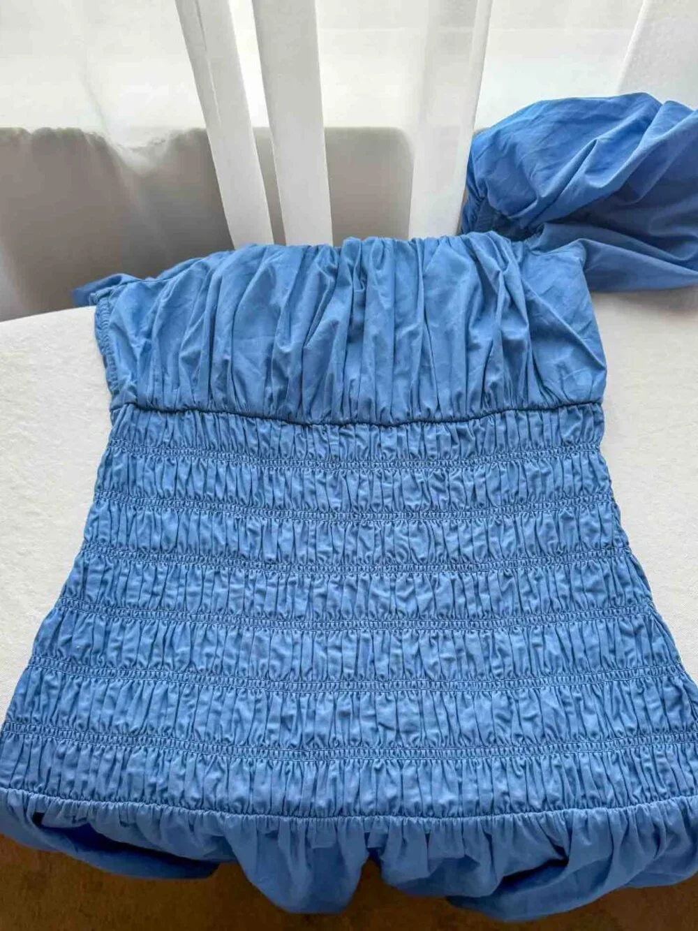 Abercrombie & Fitch Blue Smocked Puff Sleeve Maxi Dress Boho Cottagecore M/L